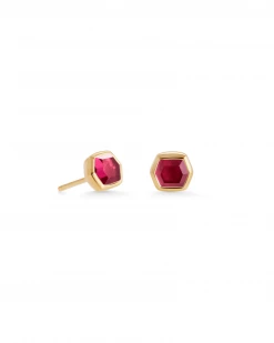 Kendra Scott Davie 18k Gold Vermeil Stud Earrings In Garnet
