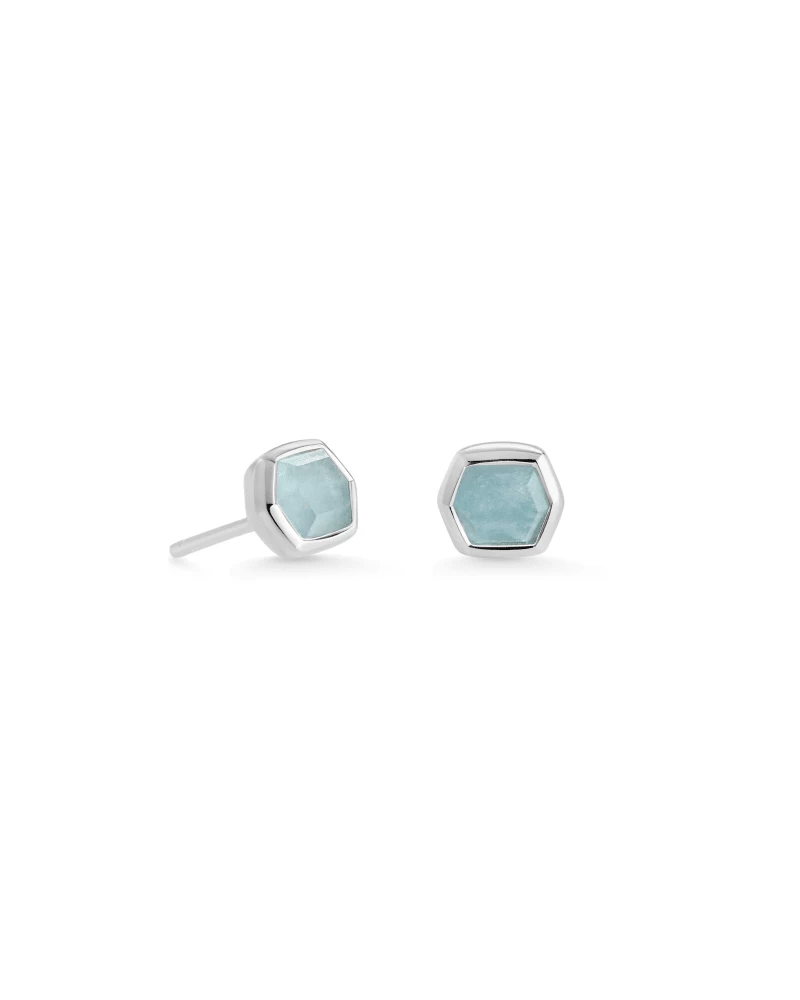 Kendra Scott Davie Sterling Silver Stud Earrings In Aquamarine 1 Kendra Scott Davie Sterling Silver Stud Earrings In Aquamarine