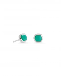 Kendra Scott Davie Sterling Silver Stud Earrings In Chrysoprase