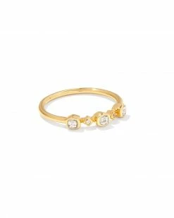 Kendra Scott Davie 18k Gold Vermeil Trio Band Ring In White Sapphire