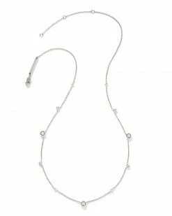 Kendra Scott Davie Sterling Silver Trio Strand Necklace In White Sapphire