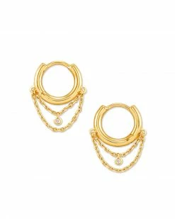 Demi-Fine Jewelry Shop -Demi-Fine Jewelry Shop kendra scott davina huggie earring 18k yellow gold vermeil white diamond 00 lg