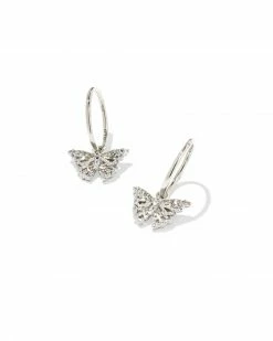 Kendra Scott Delicate Butterfly Sterling Silver Huggie Earrings In White Sapphire