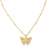 Kendra Scott Delicate Butterfly 18k Gold Vermeil Pendant Necklace In White Sapphire