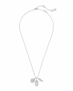 Kendra Scott Dira Silver Convertible Coin Charm Necklace In Slate Cats Eye Glass -Demi-Fine Jewelry Shop kendra scott dira coin charm necklace rhodium slate cats eye glass 01 lg