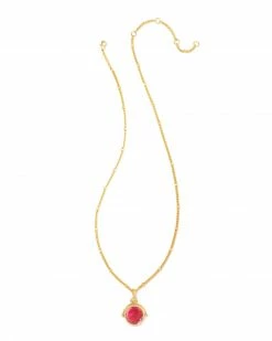 Kendra Scott Dira Gold Reversible Pendant Necklace In Iridescent Orchid Illusion -Demi-Fine Jewelry Shop kendra scott dira reversible pendant necklace gold iridescent orchid illusion 01