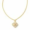 Kendra Scott Dira Stone Gold Short Pendant Necklace In Ivory Mix