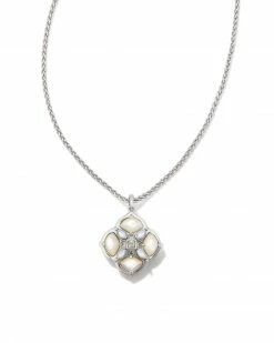 Kendra Scott Dira Stone Silver Short Pendant Necklace In Ivory Mix
