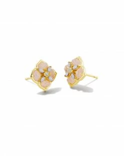 Kendra Scott Dira Stone Gold Stud Earrings In Pink Mix