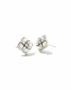 Kendra Scott Dira Stone Silver Stud Earrings In Ivory Mix