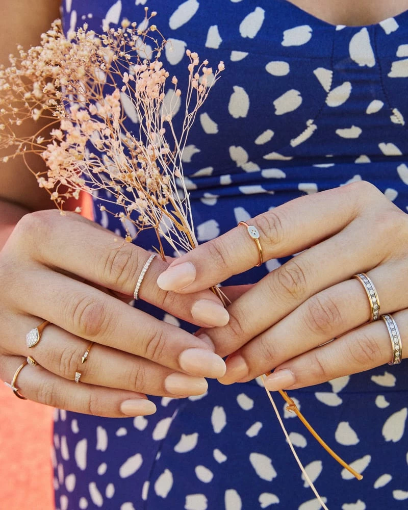 Kendra Scott Drew 14k Yellow Gold Band Ring In White Diamond 2 Kendra Scott Drew 14k Yellow Gold Band Ring In White Diamond - Image 2