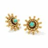 Kendra Scott Dryden Vintage Gold Stud Earrings In Variegated Turquoise Magnesite