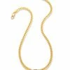 Kendra Scott Elisa 18k Gold Vermeil Curb Chain Necklace In Red Tiger’s Eye