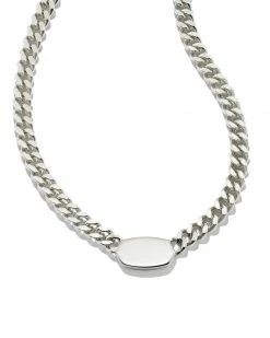 Kendra Scott Elisa Curb Chain Necklace In Sterling Silver -Demi-Fine Jewelry Shop kendra scott elisa curb chain necklace sterling silver 01