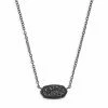 Kendra Scott Elisa Pendant Necklace In Black Drusy