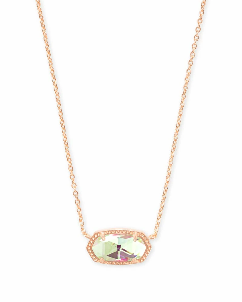 Kendra Scott Elisa Rose Gold Pendant Necklace In Dichroic Glass 1 Kendra Scott Elisa Rose Gold Pendant Necklace In Dichroic Glass