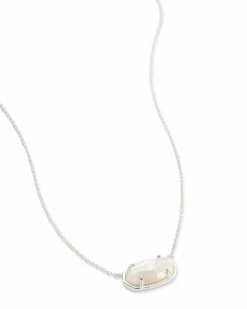 Kendra Scott Elisa Sterling Silver Pendant Necklace In Ivory Mother-of-Pearl -Demi-Fine Jewelry Shop kendra scott elisa necklace sterling silver ivory mother of pearl 02 lg