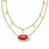 Kendra Scott Elisa Gold Pearl Multi Strand Necklace In Bronze Veined Red And Fuchsia Magnesite