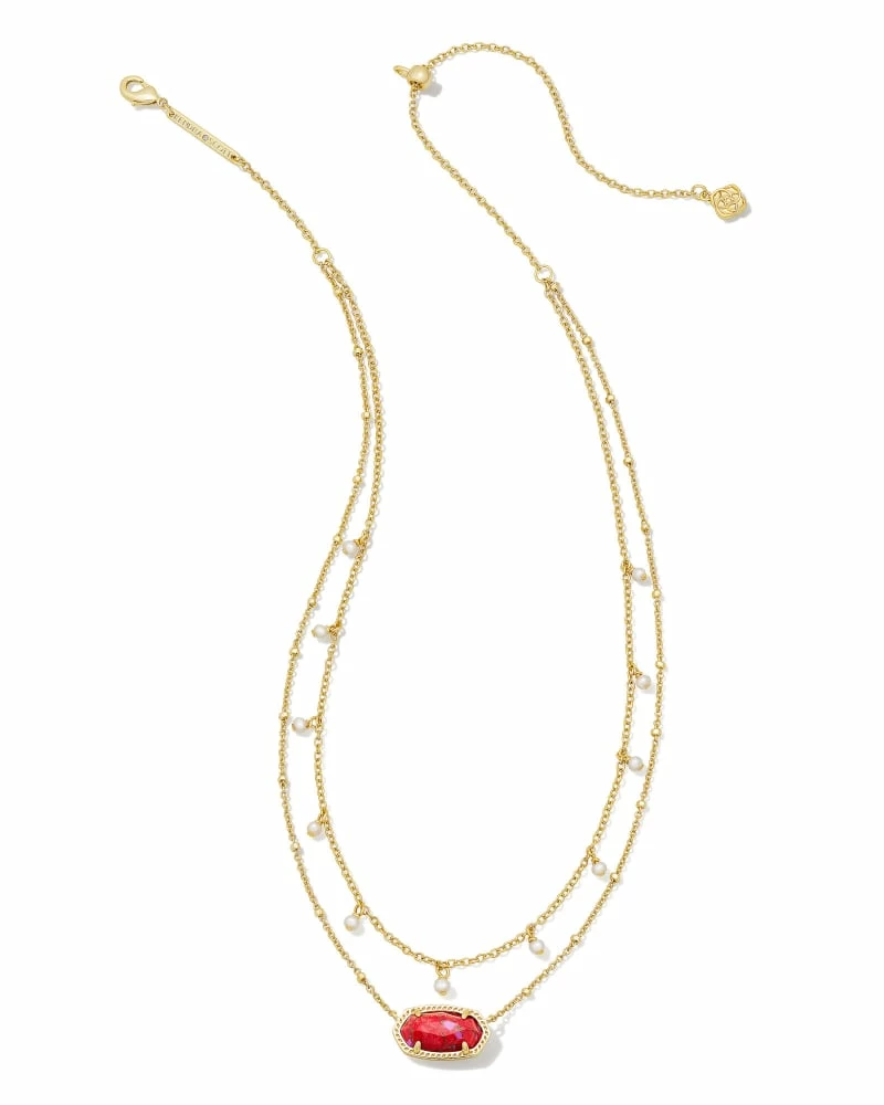 Kendra Scott Elisa Gold Pearl Multi Strand Necklace In Bronze Veined Red And Fuchsia Magnesite 2 Kendra Scott Elisa Gold Pearl Multi Strand Necklace In Bronze Veined Red And Fuchsia Magnesite - Image 2