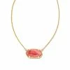 Kendra Scott Elisa 18k Gold Vermeil Pendant Necklace In Pink Rhodochrosite