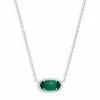 Kendra Scott Elisa Silver Pendant Necklace In Emerald Cat's Eye