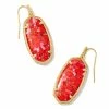 Kendra Scott Elle Gold Drop Earrings In Bronze Veined Red And Fuchsia Magnesite