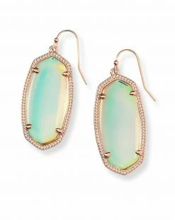 Kendra Scott Elle Rose Gold Drop Earrings In Dichroic Glass