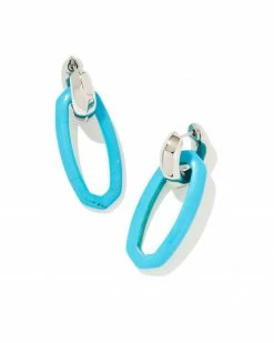 Kendra Scott Elle Silver Convertible Link Earrings In Turquoise Magnesite