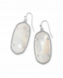 Kendra Scott Elle Silver Drop Earrings In Ivory Mother-Of-Pearl