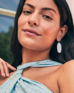 Kendra Scott Elle Silver Drop Earrings In Ivory Mother-Of-Pearl -Demi-Fine Jewelry Shop kendra scott elle statement earrings ivory mother of pearl