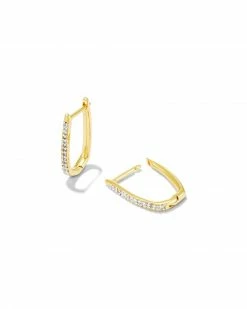 Kendra Scott Ellen Luxe 18k Gold Vermeil Huggie Earrings In White Sapphire