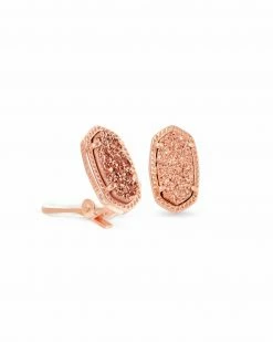 Kendra Scott Ellie Clip On Rose Gold Stud Earrings In Rose Gold Drusy