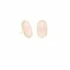Kendra Scott Ellie Gold Stud Earrings In Rose Quartz