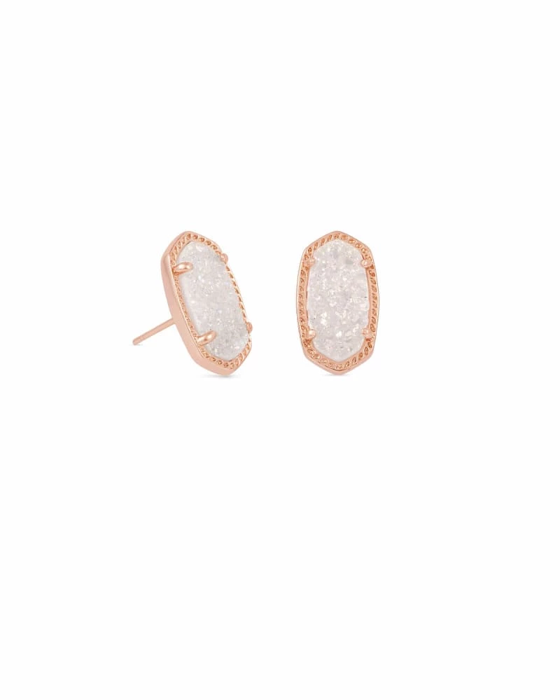 Kendra Scott Ellie Rose Gold Stud Earrings In Iridescent Drusy 1 Kendra Scott Ellie Rose Gold Stud Earrings In Iridescent Drusy