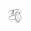 Kendra Scott Elyse Sterling Silver Double Band Ring In White Sterling Opal