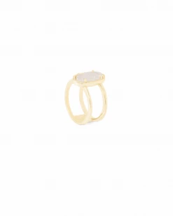 Kendra Scott Elyse Gold Ring In Iridescent Drusy 7 Kendra Scott Elyse Gold Ring In Iridescent Drusy -Demi-Fine Jewelry Shop kendra scott elyse gold band ring in iridescent drusy 01 default lg