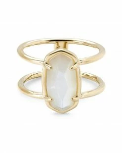 Kendra Scott Elyse 18k Gold Vermeil Double Band Ring In Ivory Mother-of-Pearl