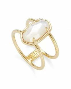 Kendra Scott Elyse 18k Gold Vermeil Double Band Ring In Ivory Mother-of-Pearl -Demi-Fine Jewelry Shop kendra scott elyse ring 18k gold vermeil ivory mother of pearl 01 lg
