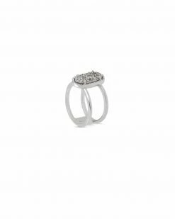 Kendra Scott Elyse Silver Ring In Platinum Drusy 5 Kendra Scott Elyse Silver Ring In Platinum Drusy -Demi-Fine Jewelry Shop kendra scott elyse silver band ring in platinum drusy 01 default lg