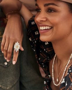 Kendra Scott Piper Gold Pendant Necklace In White Howlite 5 Kendra Scott Piper Gold Pendant Necklace In White Howlite -Demi-Fine Jewelry Shop kendra scott ember strand necklace gold white howlite 00 1