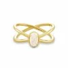 Kendra Scott Emilie Gold Double Band Ring In Iridescent Drusy
