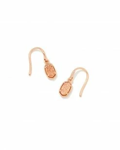 Kendra Scott Emilie Rose Gold Drop Earrings In Sand Drusy