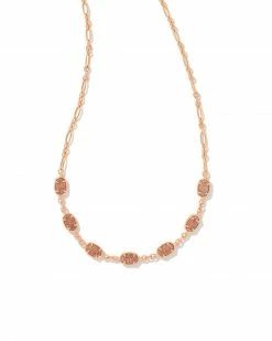 Kendra Scott Emilie Rose Gold Strand Necklace In Sand Drusy