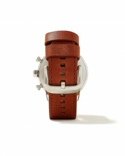 Demi-Fine Jewelry Shop -Demi-Fine Jewelry Shop kendra scott evans 44mm field watch chestnut brown leather ivory stainless steel 01