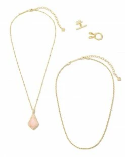 Kendra Scott Faceted Alex Gold Convertible Necklace In Rose Quartz -Demi-Fine Jewelry Shop kendra scott faceted alex convertible necklace gold rose quartz 02