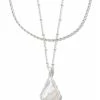 Kendra Scott Faceted Alex Silver Convertible Necklace In Ivory Illusion