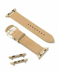 Demi-Fine Jewelry Shop -Demi-Fine Jewelry Shop kendra scott filigree leather watch band gold tone stainless steel beige leather 02