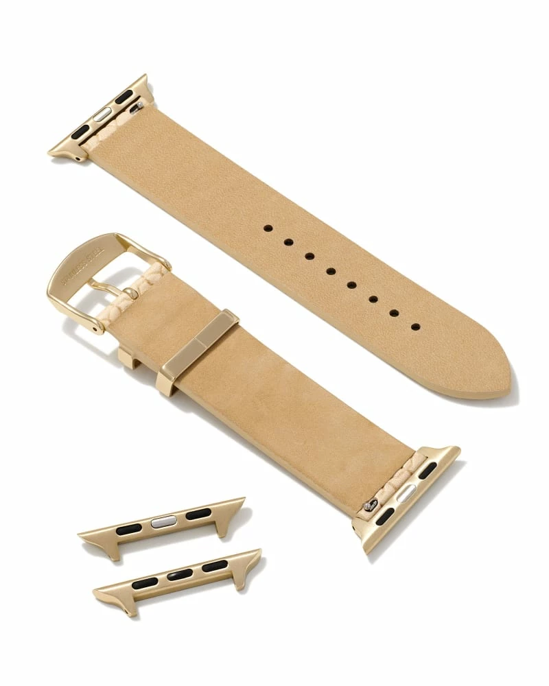 Kendra Scott Filigree Beige Leather Watch Band With Gold Tone Stainless Steel 2 Kendra Scott Filigree Beige Leather Watch Band With Gold Tone Stainless Steel - Image 2