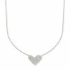 Kendra Scott Large Heart 14k White Gold Pendant Necklace In White Diamond