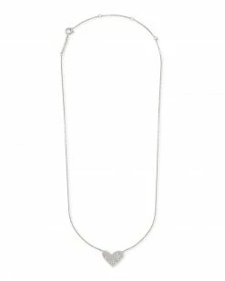 Kendra Scott Large Heart 14k White Gold Pendant Necklace In White Diamond -Demi-Fine Jewelry Shop kendra scott fine lg heart pendant necklace 14k white gold wt diamond 01 lg